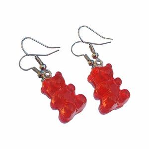 Red Gummy Bear Dangle Earrings